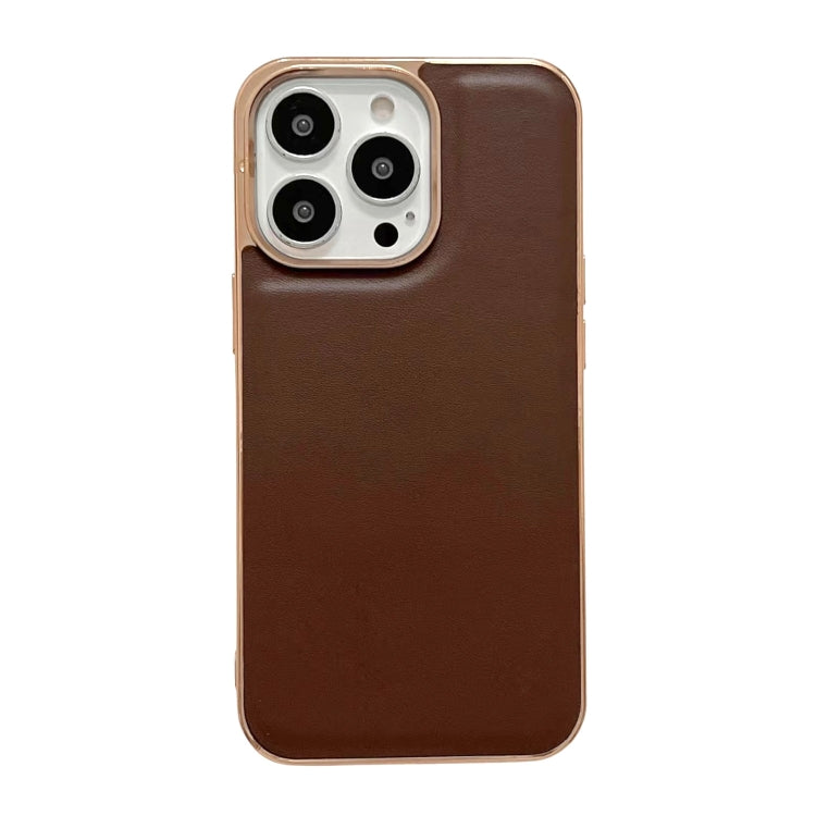 Genuine Leather Xiaoya Series Nano Electroplating Phone Case, For iPhone 13 Pro Max