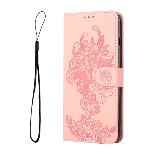 Tiger Flower Embossing Leather Phone Case, For iPhone 14, For iPhone 14 Plus, For iPhone 14 Pro, For iPhone 14 Pro Max