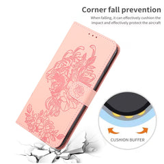 Tiger Flower Embossing Leather Phone Case, For iPhone 14, For iPhone 14 Plus, For iPhone 14 Pro, For iPhone 14 Pro Max