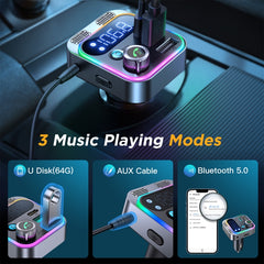 JOYROOM JR-CL16 48W Bluetooth 5.0 Car Wireless FM Transmitter, JR-CL16