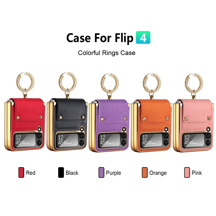GKK Colorful PU Phone Case with Ring Holder, For Samsung Galaxy Z Flip4 5G, For Samsung Galaxy Z Flip3 5G