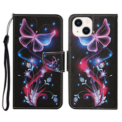 3D Colored Drawing Flip Leather Phone Case, For iPhone 14