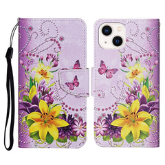 3D Colored Drawing Flip Leather Phone Case, For iPhone 14