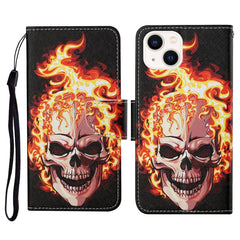 3D Colored Drawing Flip Leather Phone Case, For iPhone 14