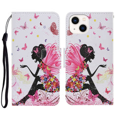 3D Colored Drawing Flip Leather Phone Case, For iPhone 14