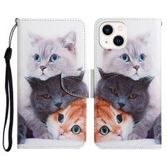 3D Colored Drawing Flip Leather Phone Case, For iPhone 14