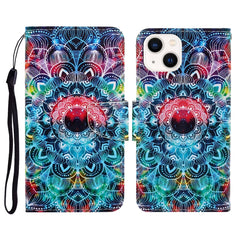 3D Colored Drawing Flip Leather Phone Case, For iPhone 14