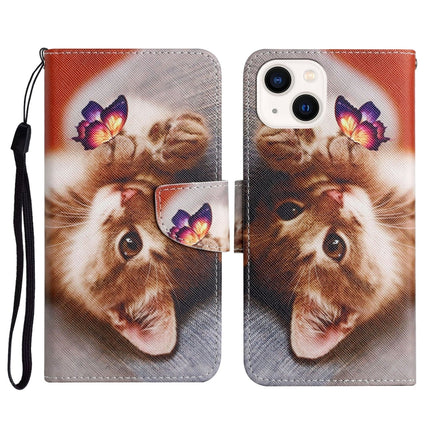 3D Colored Drawing Flip Leather Phone Case, For iPhone 14 Plus
