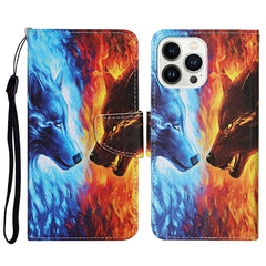 3D Colored Drawing Flip Leather Phone Case, For iPhone 14 Pro