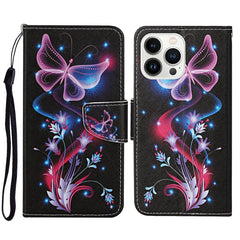 3D Colored Drawing Flip Leather Phone Case, For iPhone 14 Pro