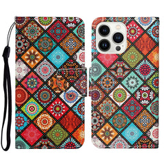 3D Colored Drawing Flip Leather Phone Case, For iPhone 14 Pro