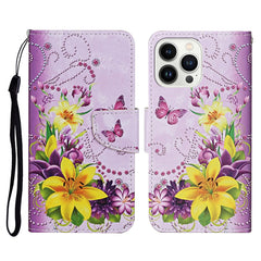 3D Colored Drawing Flip Leather Phone Case, For iPhone 14 Pro