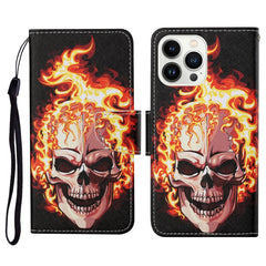 3D Colored Drawing Flip Leather Phone Case, For iPhone 14 Pro