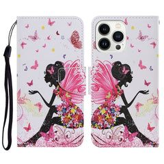 3D Colored Drawing Flip Leather Phone Case, For iPhone 14 Pro