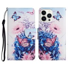 3D Colored Drawing Flip Leather Phone Case, For iPhone 14 Pro