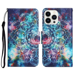 3D Colored Drawing Flip Leather Phone Case, For iPhone 14 Pro