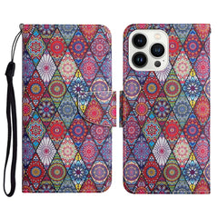 3D Colored Drawing Flip Leather Phone Case, For iPhone 14 Pro