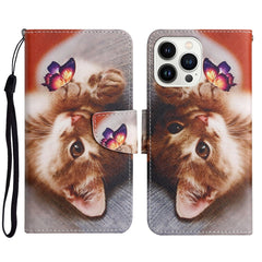 3D Colored Drawing Flip Leather Phone Case, For iPhone 14 Pro