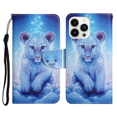 3D Colored Drawing Flip Leather Phone Case, For iPhone 14 Pro