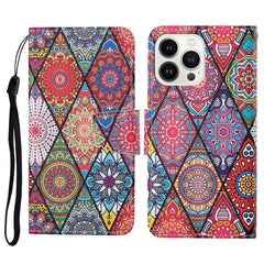 3D Colored Drawing Flip Leather Phone Case, For iPhone 14 Pro