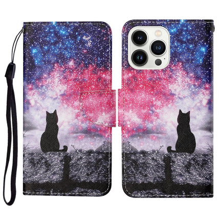 3D Colored Drawing Flip Leather Phone Case, For iPhone 14 Pro Max