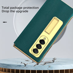 Cross Texture Integrated Electroplating Hinge Flip Phone Case with Tempered Film