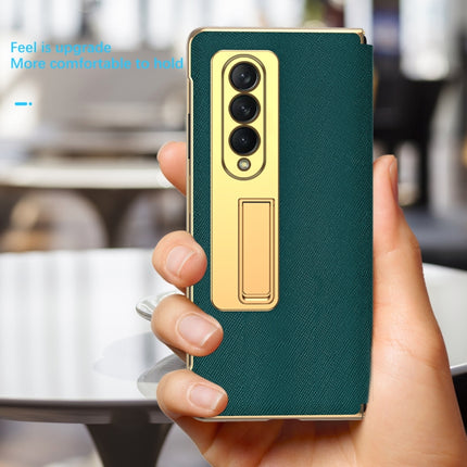 Cross Texture Integrated Electroplating Hinge Flip Phone Case with Tempered Film