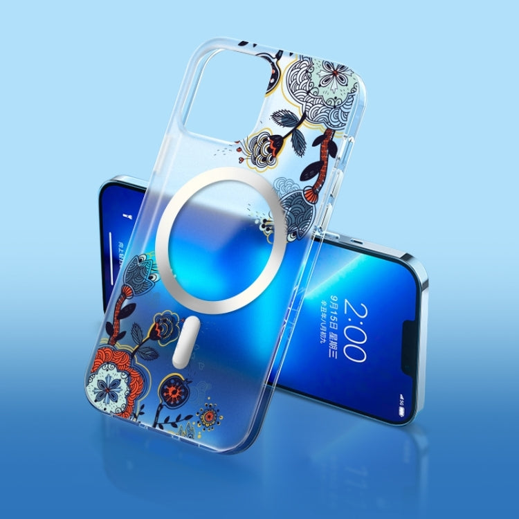 Flower Frosted MagSafe Phone Case, For iPhone 14, For iPhone 14 Plus, For iPhone 14 Pro