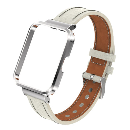 Genuine Leather Metal Case Integrated Watch Band, For Xiaomi Mi Watch Lite / Redmi Watch, For Xiaomi Redmi Watch 2, For Xiaomi Redmi Watch 2 Lite