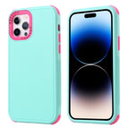 For iPhone 14 Pro Max / Gray Green+Rose Red
