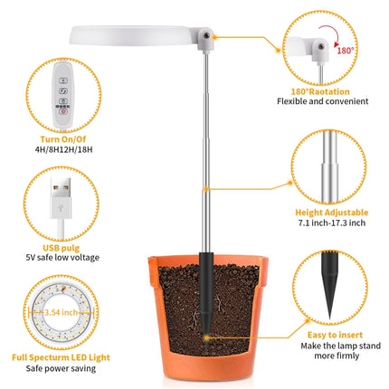 10W 48 LEDs Succulent Plant Grow Fill Light, Angel Ring, Bee, Round Tube