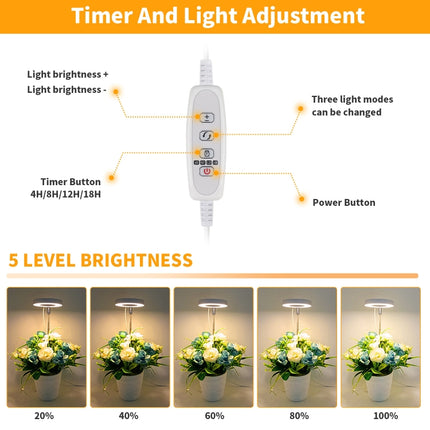 10W 48 LEDs Succulent Plant Grow Fill Light, Angel Ring, Bee, Round Tube