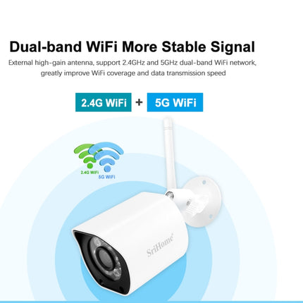 SriHome SH034 5.0MP Mini Dual 2.4 / 5G WiFi Outdoor Waterproof Video Surveillance Color Night Vision Security CCTV Cam, US Plug, UK Plug, AU Plug