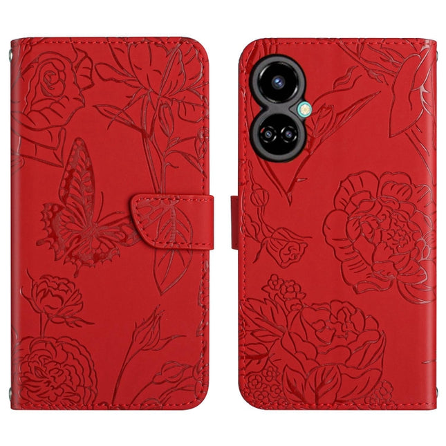 HT03 Skin Feel Butterfly Embossed Flip Leather Phone Case, For Tecno Camon 19 4G, For Tecno Camon 19 Pro 4G, For Tecno Pova 2, For Tecno Spark 8