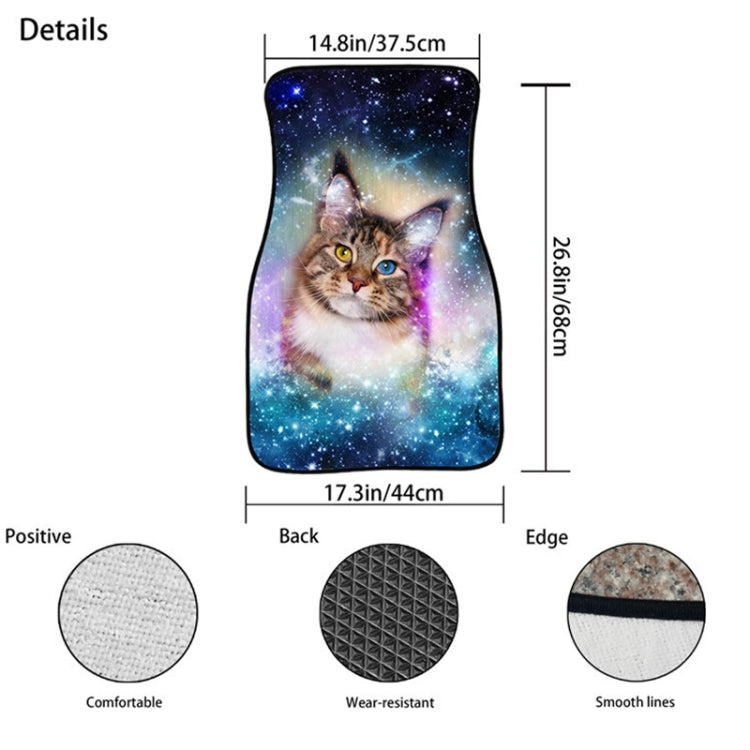 2 in 1 Universal Printing Auto Car Floor Mats Set, 4500GO, Grey Wolf, Black-Yellow Flowers