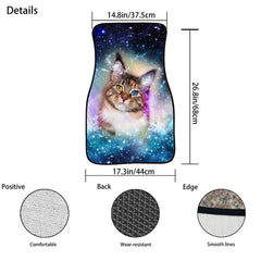 2 in 1 Universal Printing Auto Car Floor Mats Set, 4500GO, Grey Wolf, Black-Yellow Flowers