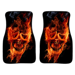 2 in 1 Universal Printing Auto Car Floor Mats Set, 4500GO, Grey Wolf, Black-Yellow Flowers