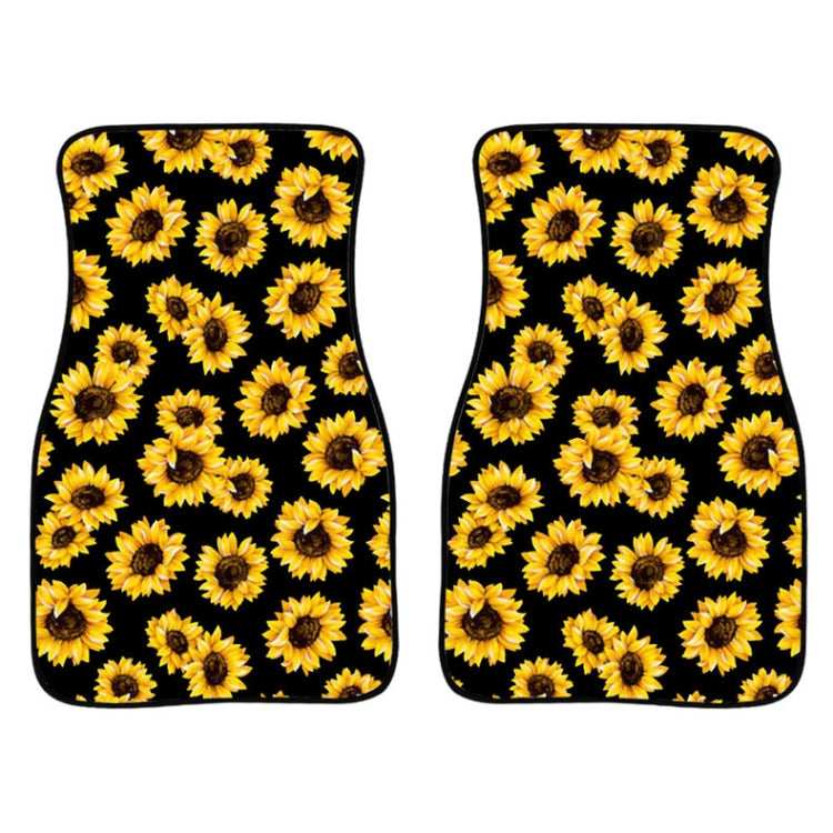 2 in 1 Universal Printing Auto Car Floor Mats Set, 4500GO, Grey Wolf, Black-Yellow Flowers