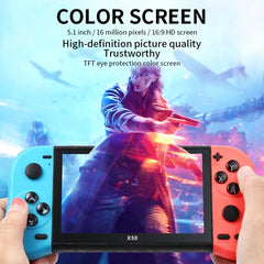 X50 5.1 inch Screen Handheld Retro Game Console 8G Memory with 6000+ Games