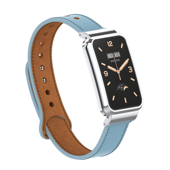 Double Stud Leather Metal Frame Watch Band, For Xiaomi Mi Band 7 Pro