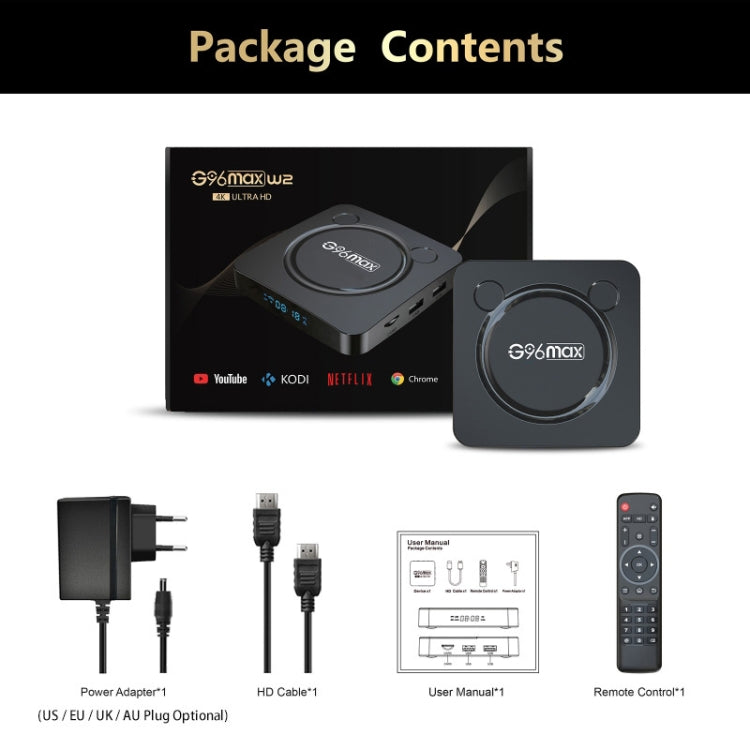 G96max Smart 4K HD Android 11.0 TV Box, Amlogic S905W2 Quad Core ARM Cortex A35, Support Dual Band WiFi, HDMI, RJ45, 2GB+16GB, 4GB+32GB, 4GB+64GB