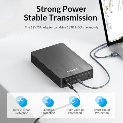 ORICO HM35C3 3.5 inch USB3.1 Gen1 Type-C Hard Drive Enclosure, EU Plug, US Plug, UK Plug, AU Plug