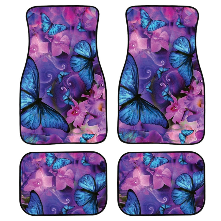4 in 1 Butterfly Pattern Universal Printing Auto Car Floor Mats Set, HN063