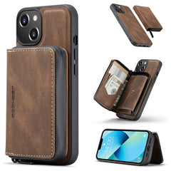 JEEHOOD Magnetic Zipper Wallet Leather Phone Case, For iPhone 14, For iPhone 14 Plus, For iPhone 14 Pro, For iPhone 14 Pro Max