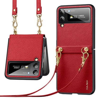 SULADA Litchi Texture Leather + TPU Phone Case with Strap, For Samsung Galaxy Z Flip4