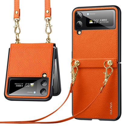 SULADA Litchi Texture Leather + TPU Phone Case with Strap, For Samsung Galaxy Z Flip4