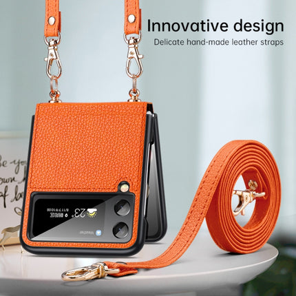 SULADA Litchi Texture Leather + TPU Phone Case with Strap, For Samsung Galaxy Z Flip4