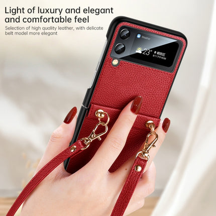 SULADA Litchi Texture Leather + TPU Phone Case with Strap, For Samsung Galaxy Z Flip4