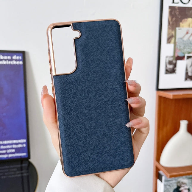 Genuine Leather Luolai Series Nano Electroplating Phone Case, For Samsung Galaxy S21 5G, For Samsung Galaxy S21 FE 5G, For Samsung Galaxy S21+ 5G, For Samsung Galaxy S22 5G, For Samsung Galaxy S22+ 5G