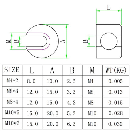 316 Stainless Steel Garden Wire Rope Fixed Clip, 2 PCS M4x2, 2 PCS M8x3, 2 PCS M8x4, 2 PCS M10x5, 2 PCS M10x6